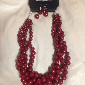 Ashley Stewart Bead Necklace Earrings